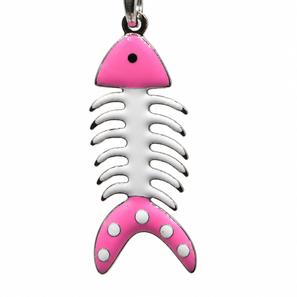 Pink Skeleton Fish Phone Charm