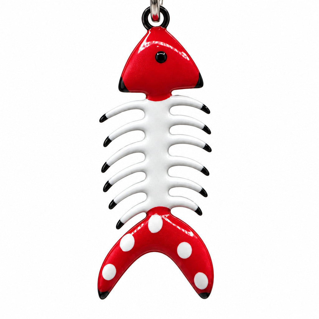 Red Skeleton Fish Phone Charm