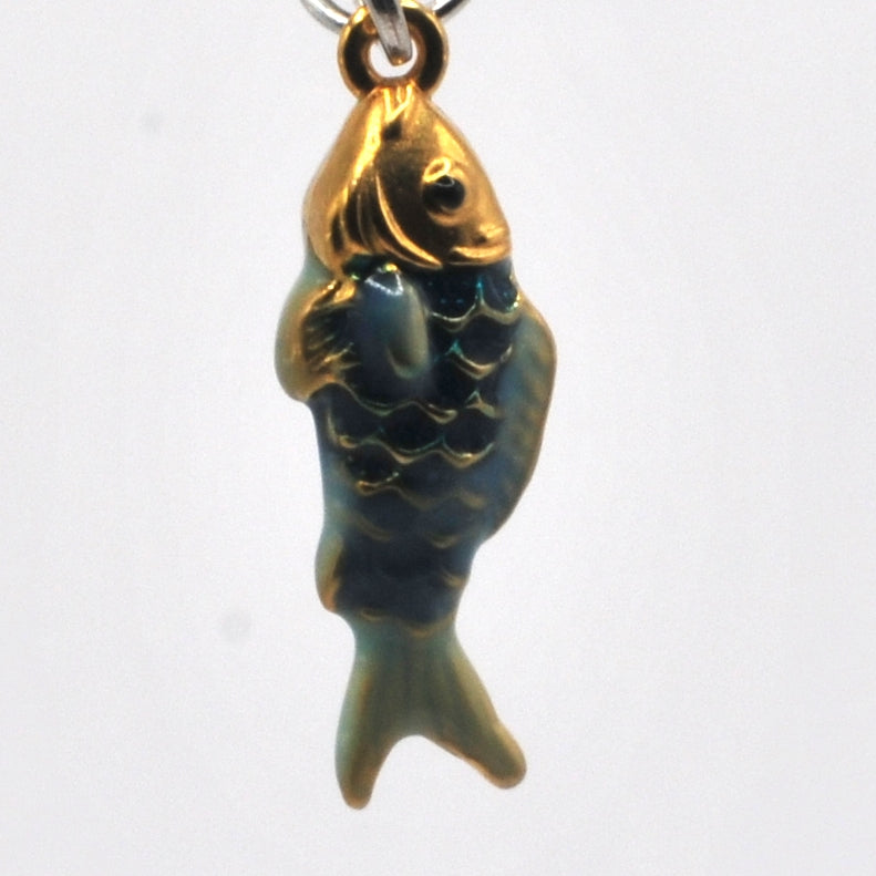 Blue and gold Fish Phone Charm