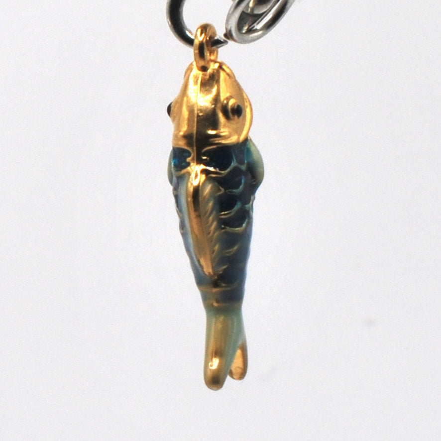 Blue and gold Fish Phone Charm
