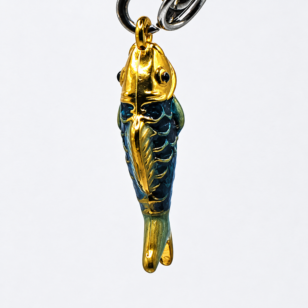 Blue and gold Fish Phone Charm