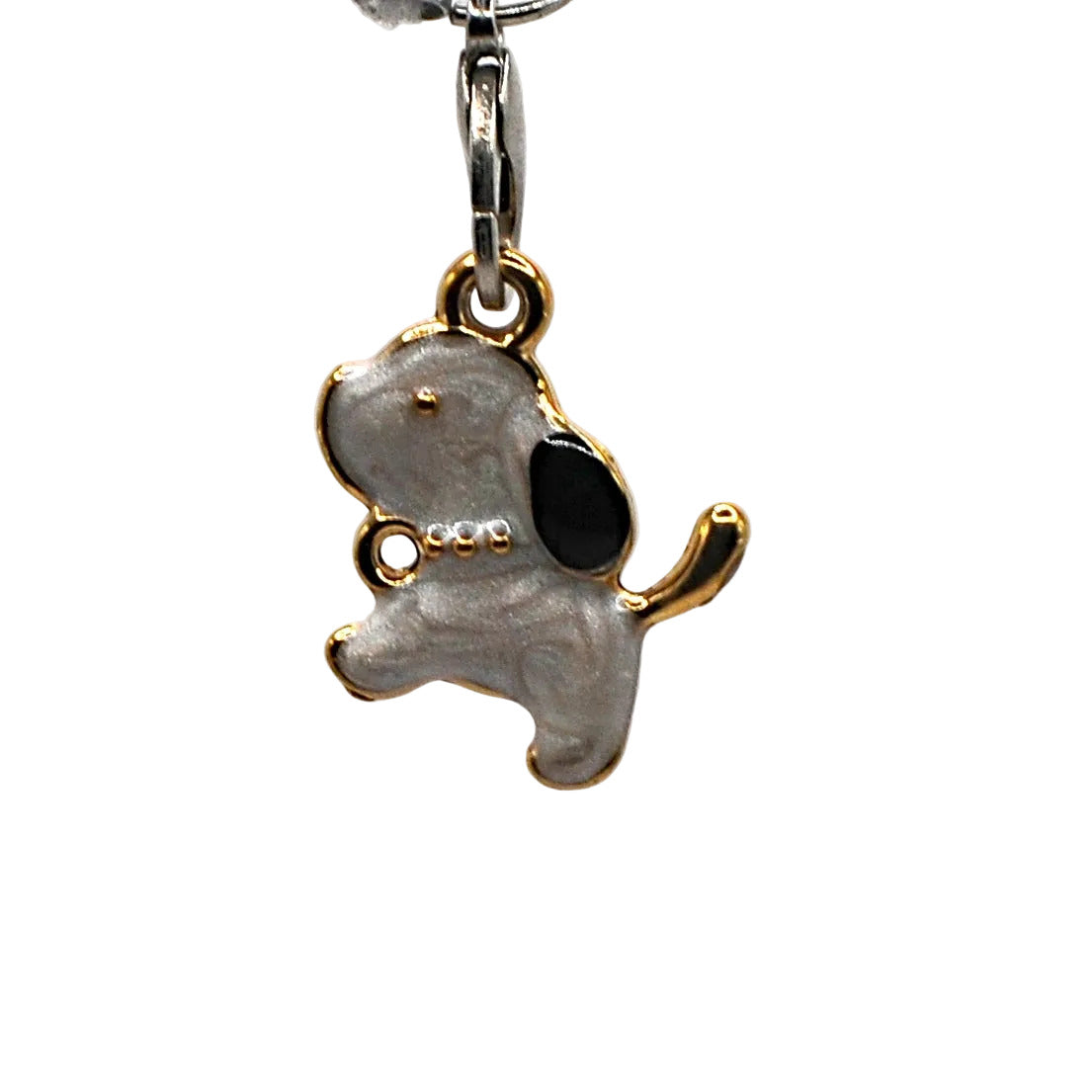 Gold and Pearl Dog Phone Charm