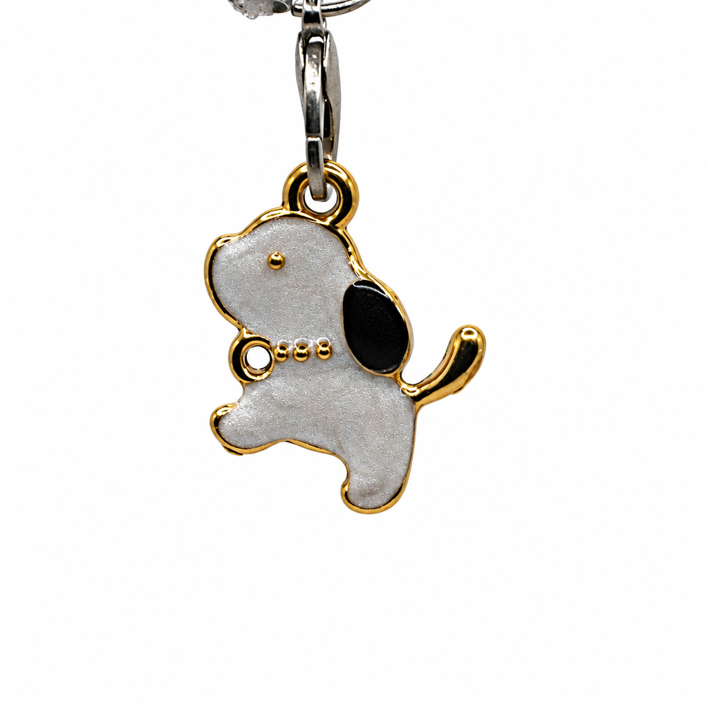 Gold and Pearl Dog Phone Charm