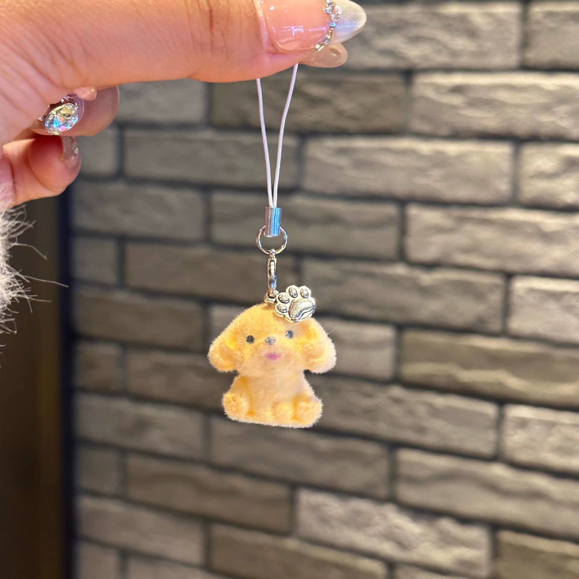 Golden Furry Dog Phone charm
