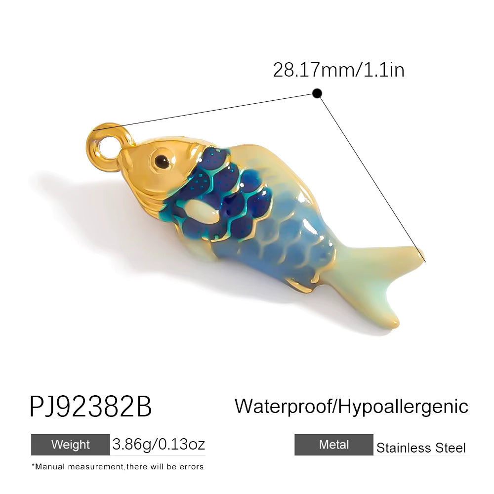 Blue and gold Fish Phone Charm