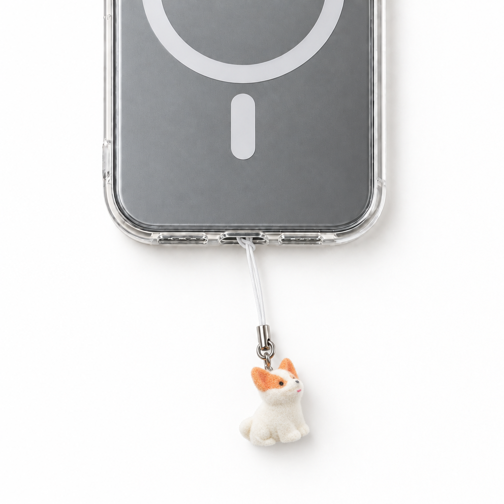 Corgi Furry Dog Phone Charm