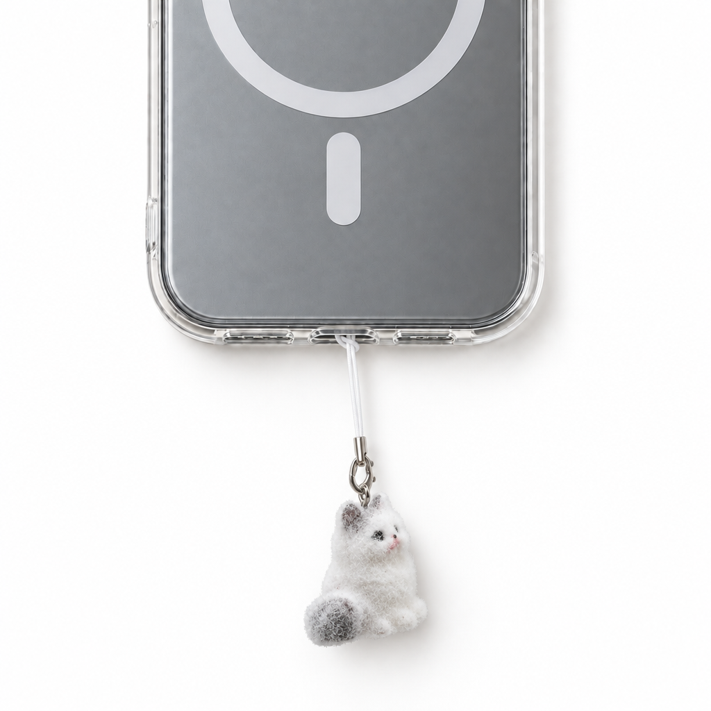 Fluffy Cat Phone Charm