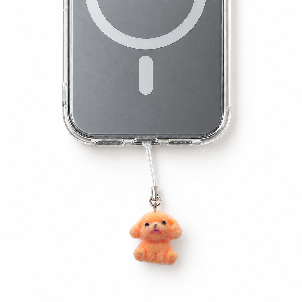 Golden Furry Dog Phone Charm