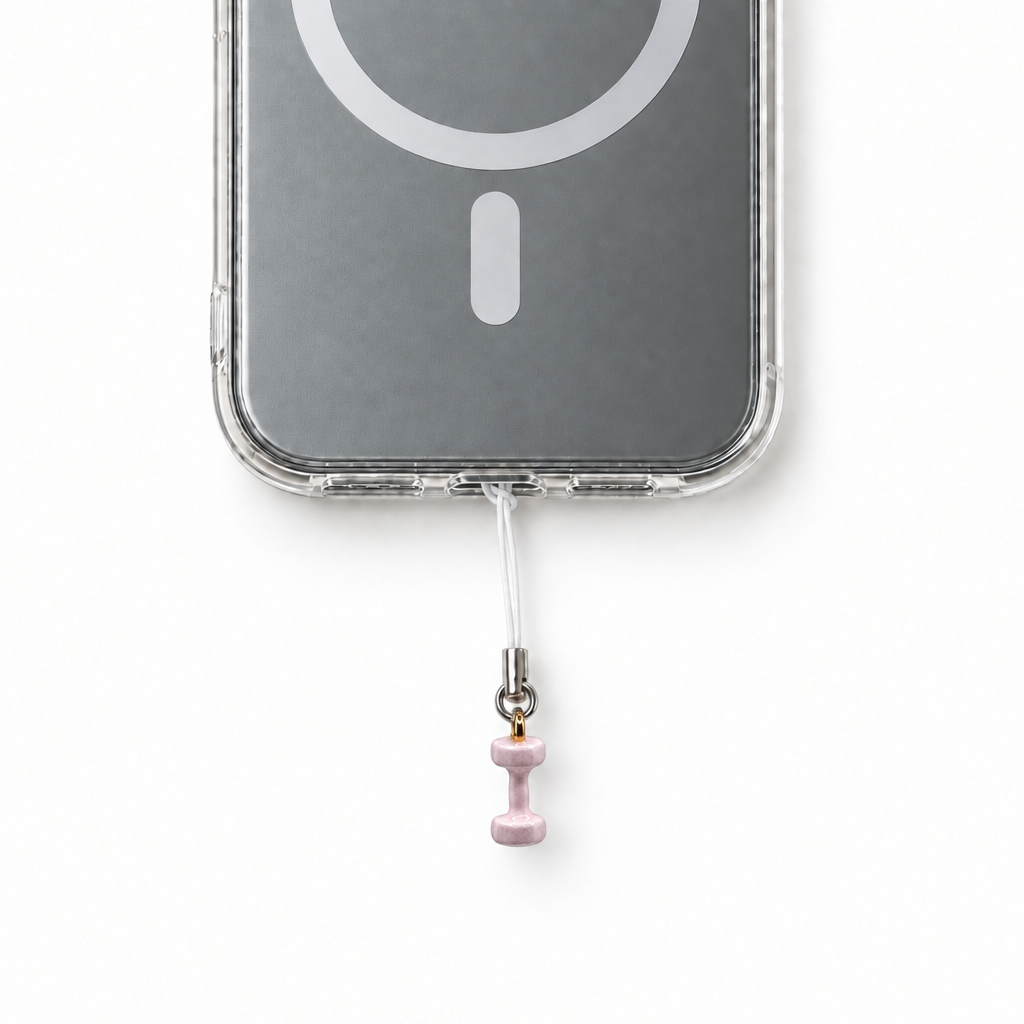 Much smaller Pink Gym Weights Phone Charm