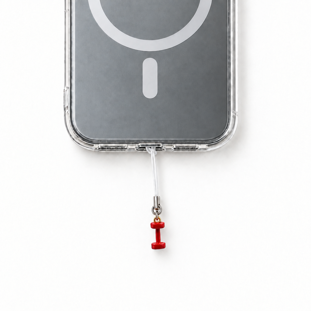 Much smaller Red Gym Weights Phone Charm