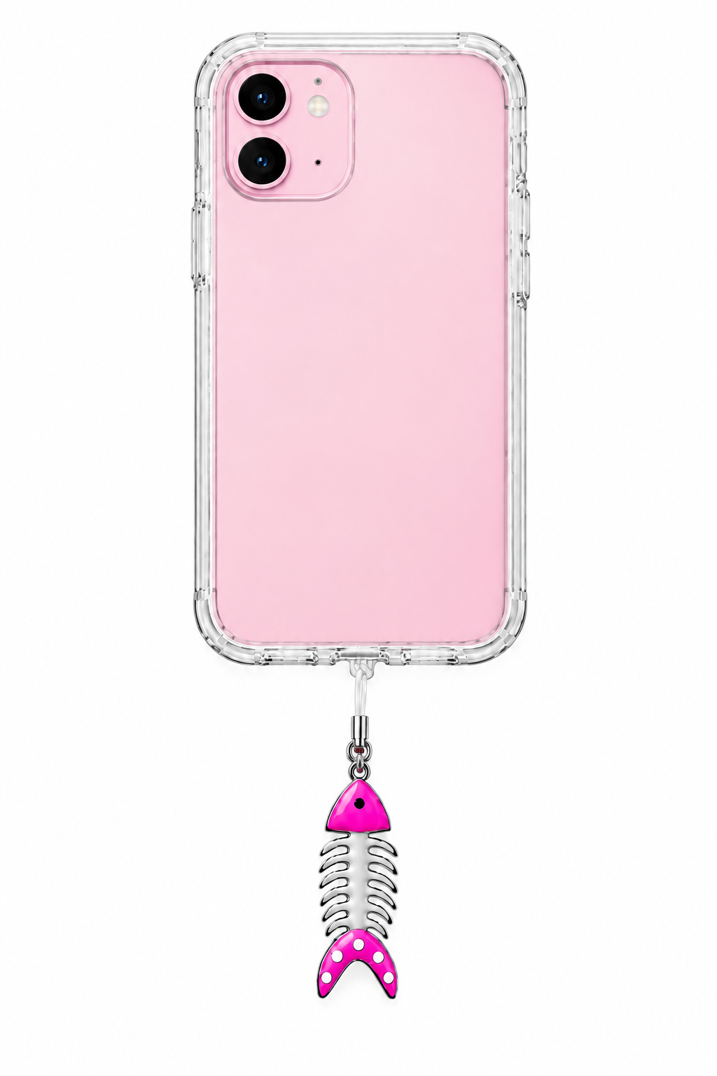 Pink Skeleton Fish Phone Charm