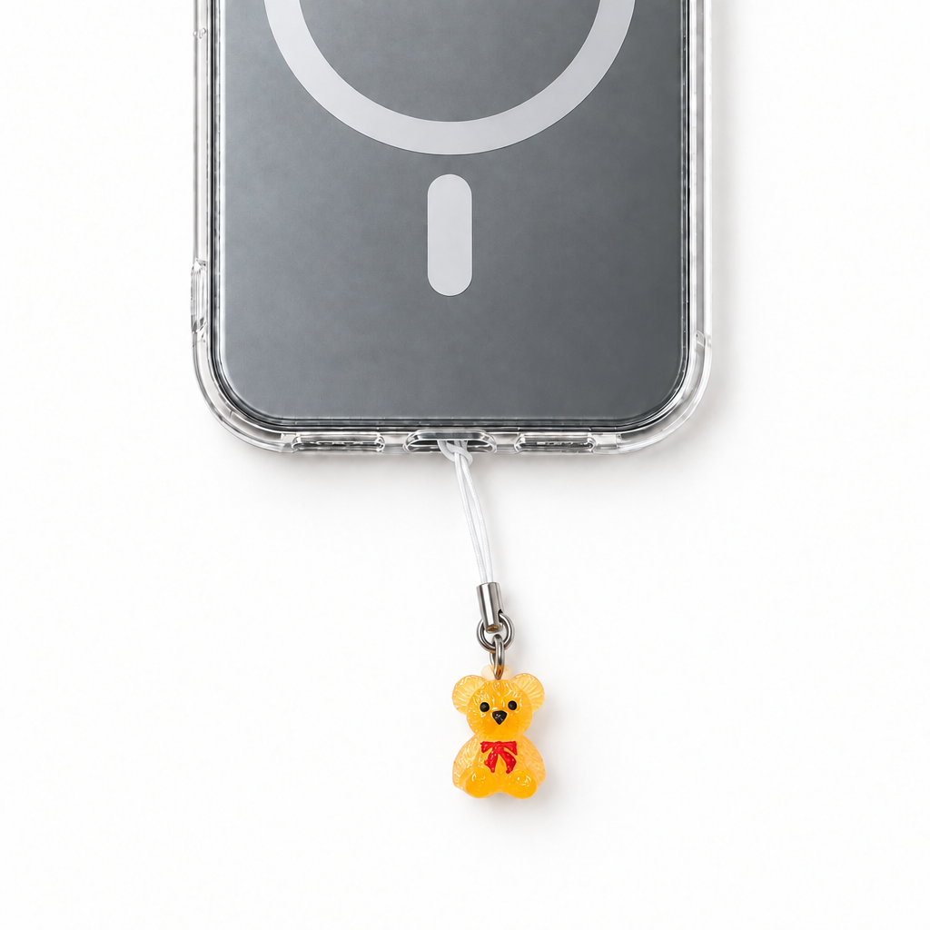 Smaller Orange Bear Phone Charm