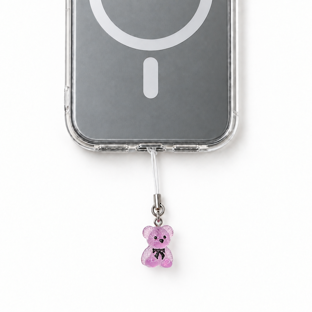 Smaller Purple Bear Phone Charm